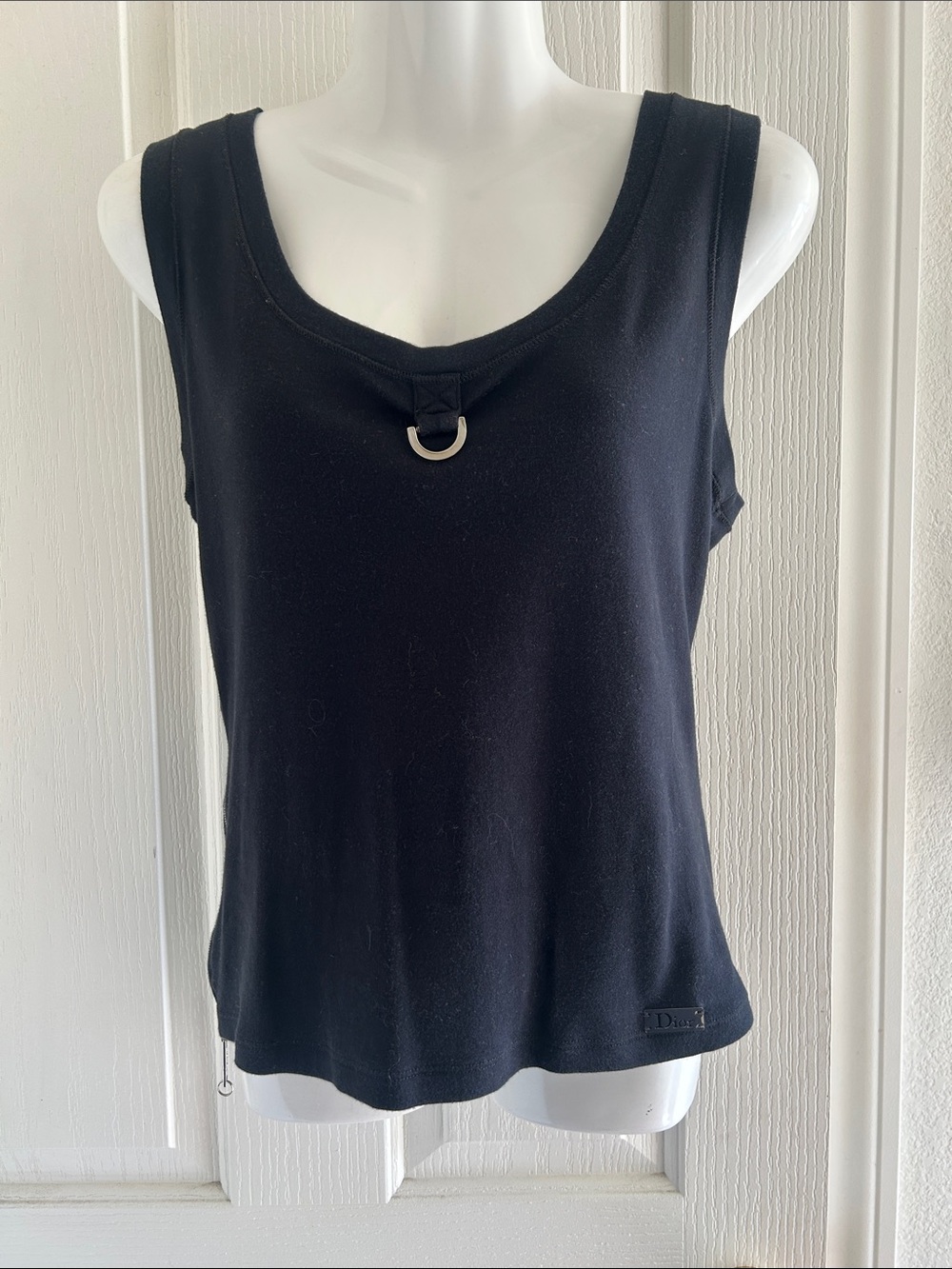 Dior Black Sleeveless Tank with Silver D-Ring